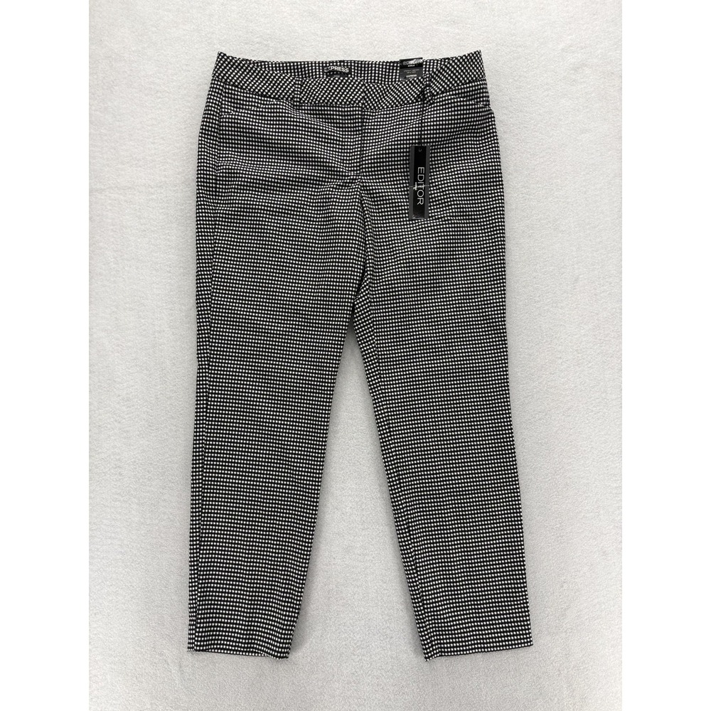 Express Black & White Houndstooth Ankle Cropped Pants